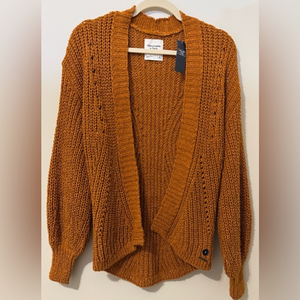 NEW Abercrombie & Fitch Women’s Open Front Knit Cardigan Caramel Brown Size S